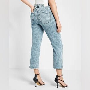 Express Acid Wash High Rise Straight Ankle Distressed Jeans size 10
